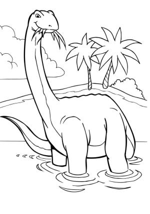 Brontozor boyama sayfası,  coloring page, Dino Brontosaurus Ot Yiyor, 