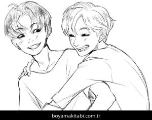 BTS boyama sayfası – evde etkinlik, ücretsiz yazdır