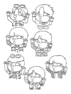 BTS boyama sayfası,  coloring page, Komik Chibi BTS, 