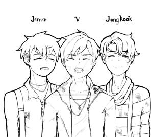 BTS boyama sayfası,  coloring page, Jimin, V Ve Jungkook, 