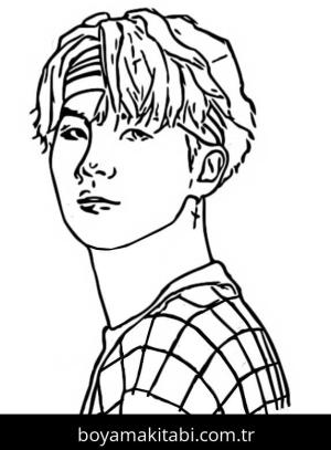 BTS boyama sayfası – sevimli karakter, sanatsal çalışma