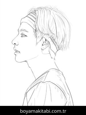 BTS boyama sayfası – sanatsal çalışma, çocuklar için