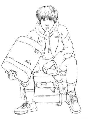 BTS boyama sayfası,  coloring page, BTS Oturma, 