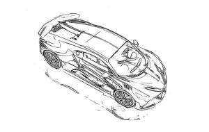 Bugatti boyama sayfası,  coloring page, Bugatti’nin yukarıdan harika görünümü, 