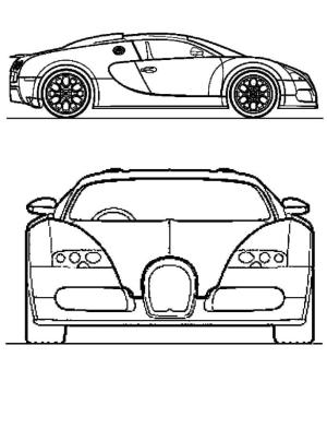 Bugatti boyama sayfası,  coloring page, Bugatti önden ve yandan görünüm, 