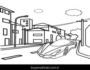 Bugatti boyama sayfası – PDF indir, sevimli karakter