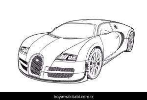 Bugatti boyama sayfası – basit çizim, kolay boyama