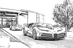 Bugatti boyama sayfası,  coloring page, Bugatti binanın önünde., 