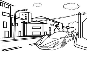 Bugatti boyama sayfası,  coloring page, Bugatti şehir içinde, 