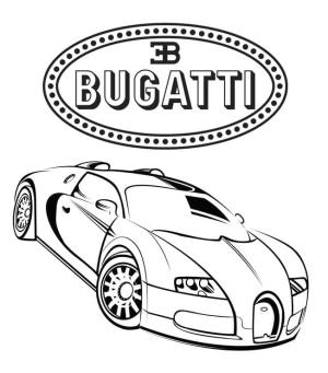 Bugatti boyama sayfası,  coloring page, Bugatti logosu ve araba boyama sayfası., 