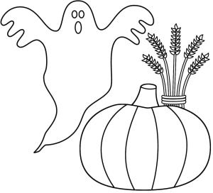 Buğday boyama sayfası,  coloring page, Balkabaklı Hayalet ve Demet Buğday, 