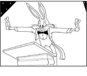 Bugs Bunny boyama sayfası,  coloring page, Bugs Bunny sahnede, 