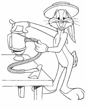 Bugs Bunny boyama sayfası,  coloring page, Bugs Bunny temizlik masası, 