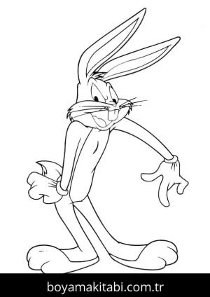 Bugs Bunny boyama sayfası – kolay boyama, eğitici aktivite