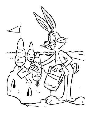 Bugs Bunny boyama sayfası,  coloring page, Bugs Bunny sahilde, 