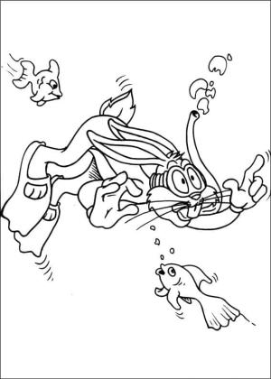 Bugs Bunny boyama sayfası,  coloring page, Bugs Bunny suyun altında, 