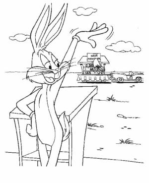 Bugs Bunny boyama sayfası,  coloring page, Bugs Bunny el sallıyor, 