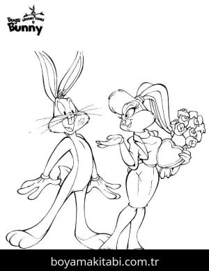 Bugs Bunny boyama sayfası – el becerilerini geliştirir, boyama çalışması
