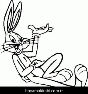 Bugs Bunny boyama sayfası – çizgi film temalı, basit çizim