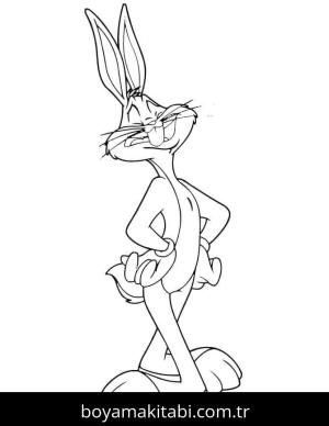 Bugs Bunny boyama sayfası – kolay boyama, eğitici aktivite