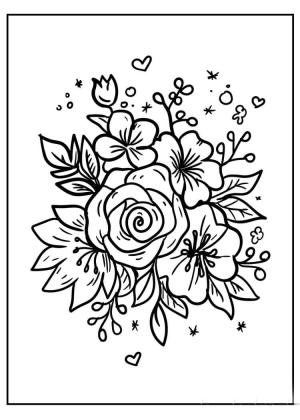 Buket boyama sayfası,  coloring page, Taze Buket, 