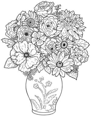 Buket boyama sayfası,  coloring page, Buket Vazo, 