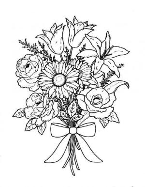 Buket boyama sayfası,  coloring page, Çiçek Buketi, 