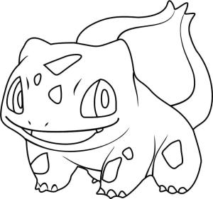 Bulbasaur boyama sayfası,  coloring page, Gülümseyen Bulbasaur, 