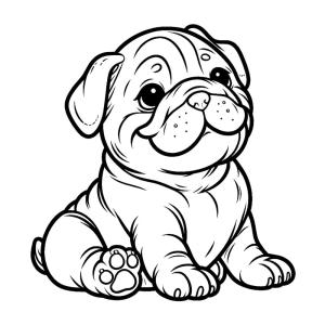 Buldog boyama sayfası,  coloring page, Gülümseyen buldog, 