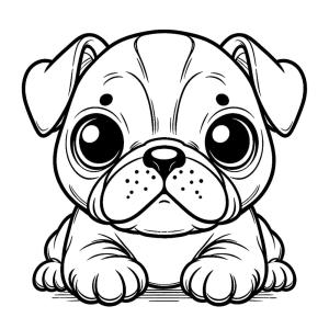 Buldog boyama sayfası,  coloring page, Chibi Buldog, 