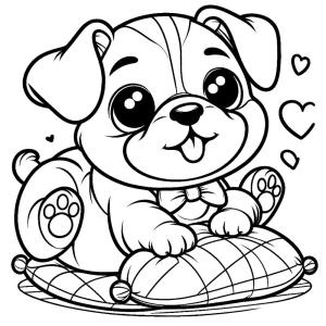 Buldog boyama sayfası,  coloring page, Sevimli küçük buldog, 