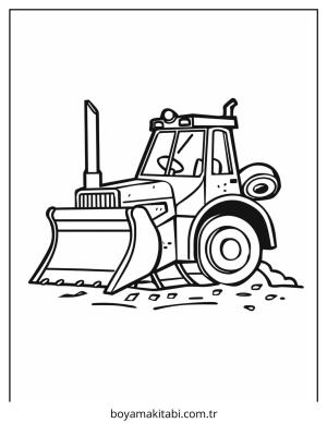 Buldozer boyama sayfası – sevimli karakter, sanatsal çalışma