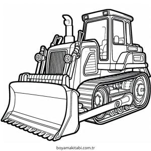 Buldozer boyama sayfası – çizgi film temalı, basit çizim