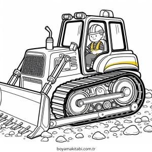 Buldozer boyama sayfası – okul öncesi, evde etkinlik