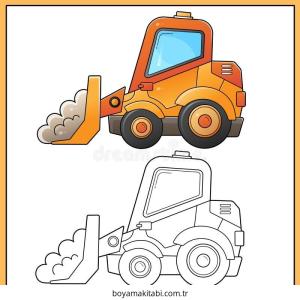 Buldozer boyama sayfası – evde etkinlik, ücretsiz yazdır