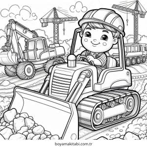 Buldozer boyama sayfası – evde etkinlik, ücretsiz yazdır