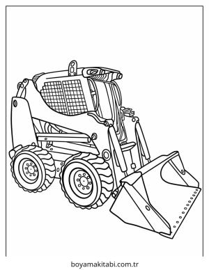 Buldozer boyama sayfası – renkli çizimler, okul öncesi