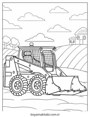 Buldozer boyama sayfası – el becerilerini geliştirir, boyama çalışması