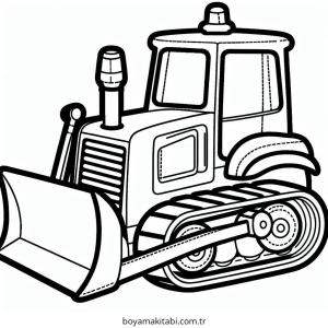 Buldozer boyama sayfası – basit çizim, kolay boyama