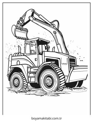 Buldozer boyama sayfası – kolay boyama, eğitici aktivite