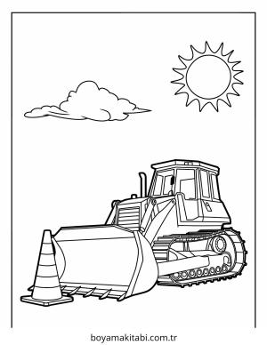 Buldozer boyama sayfası – renkli çizimler, okul öncesi