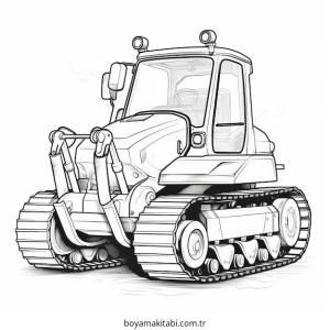 Buldozer boyama sayfası – çizgi film temalı, basit çizim
