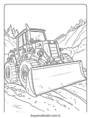 Buldozer boyama sayfası – el becerilerini geliştirir, boyama çalışması