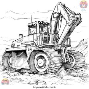 Buldozer boyama sayfası – çocuklar için, çizgi film temalı
