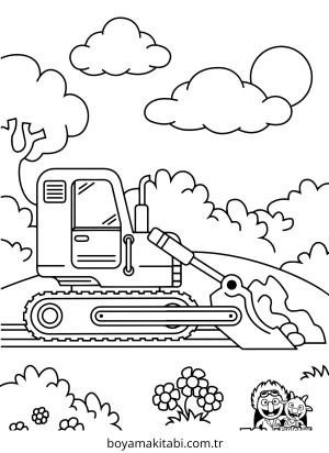 Buldozer boyama sayfası – keyifli zaman, renkli çizimler