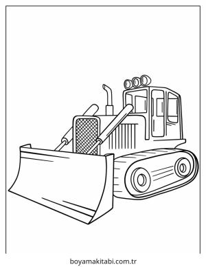 Buldozer boyama sayfası – PDF indir, sevimli karakter