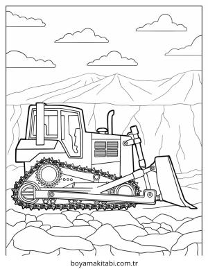 Buldozer boyama sayfası – sevimli karakter, sanatsal çalışma