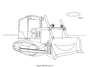 Buldozer boyama sayfası – renkli çizimler, okul öncesi