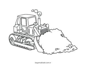 Buldozer boyama sayfası – basit çizim, kolay boyama