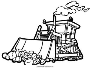 Buldozer boyama sayfası – kolay boyama, eğitici aktivite